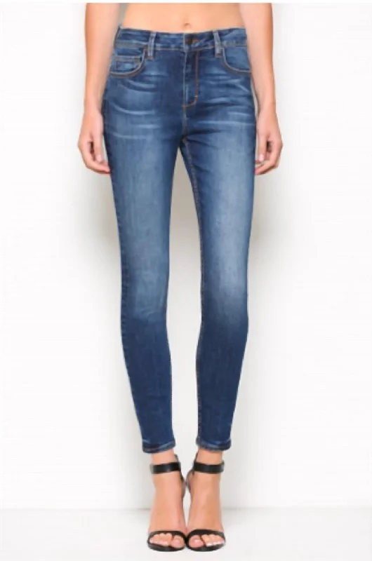High Rise Skinny Jean In Dark Blue Casual Bootcut Ripped Jeans