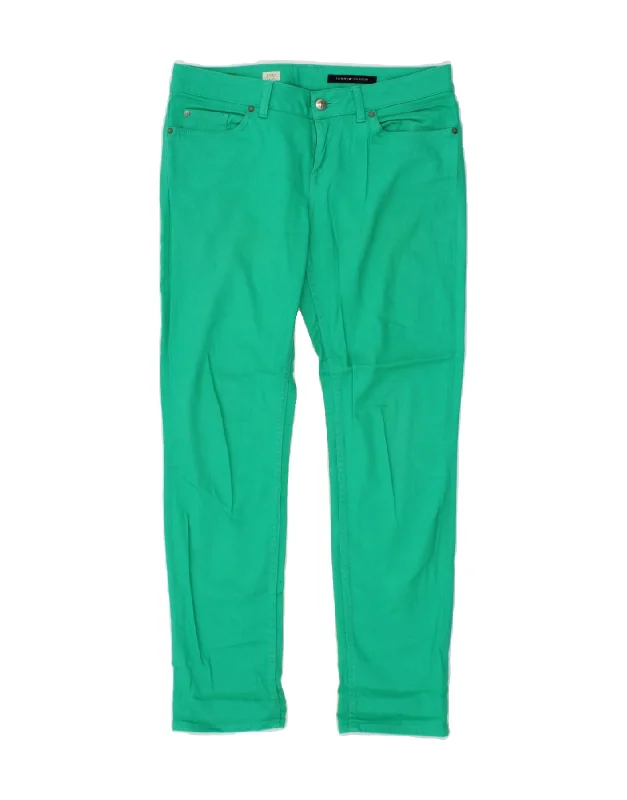 TOMMY HILFIGER Womens Skinny Jeans W29 L30 Green Cotton Fashionable Slim Fit Jeans