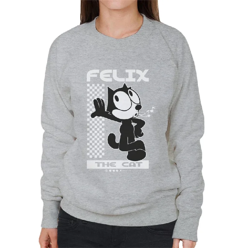 Felix The Cat Leaning Women's Sweatshirt Hoodie with Turtle Neck Cozy Winter