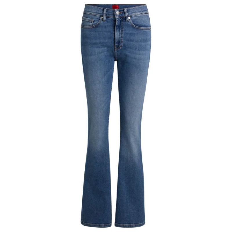 Skinny-fit flared jeans in blue super-stretch denim Comfortable Jogger Style Jeans