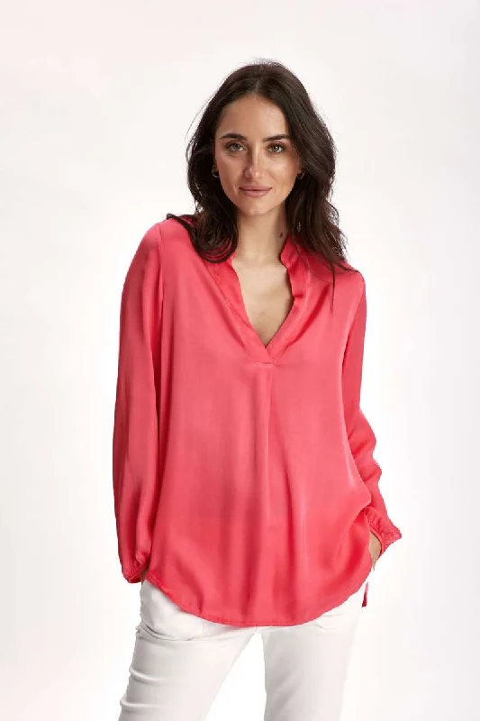 Woven Blouse in Rose Fluo MADYLW by Lauren Vidal Everyday Stylish Blouse