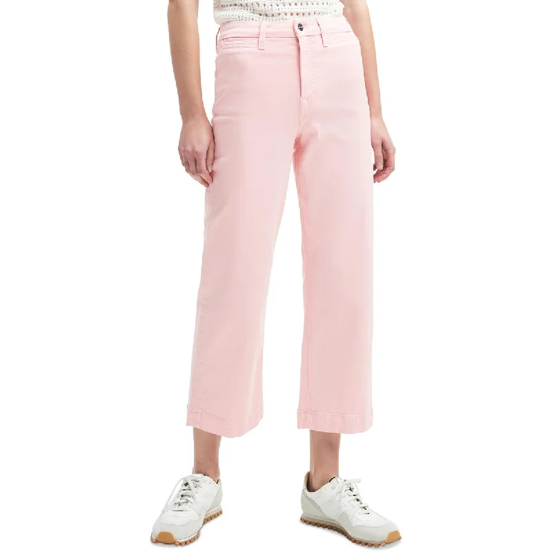 Plus Womens Cropped High Rise Wide Leg Jeans Elegant Skinny Leg Jeans