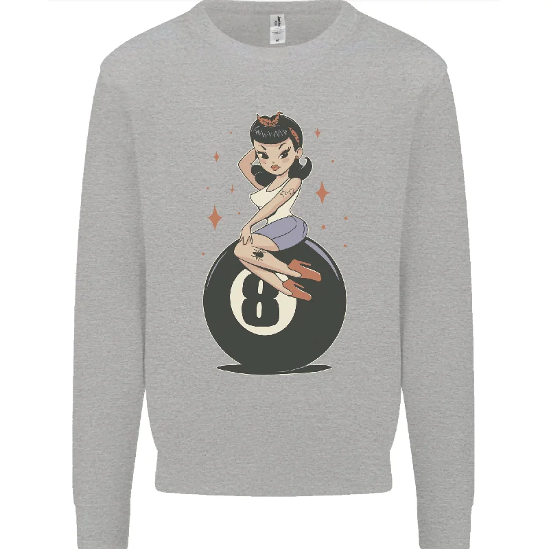 8-Ball Pool Pinup Mens Sweatshirt Jumper Cotton Hoodie Fleece Lining Warmth