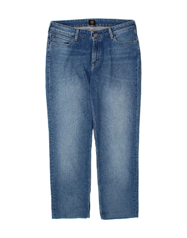 LEE Womens Marion Straight Jeans W32 L26  Blue Cotton Classic Button Fly Jeans