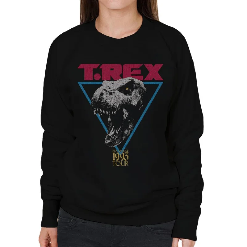 Jurassic Park Isla Nublar Tour Tyrannosaurus Rex Women's Sweatshirt Hoodie with Snap Buttons Easy Quick