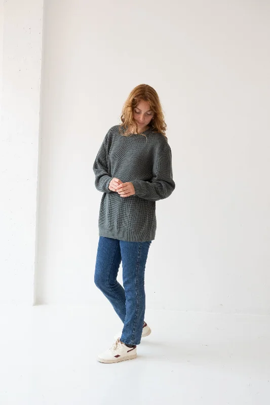 Unisex Tam Sweater Organic Cotton in Hydrangea Blue Lightweight Heavyweight Midweight