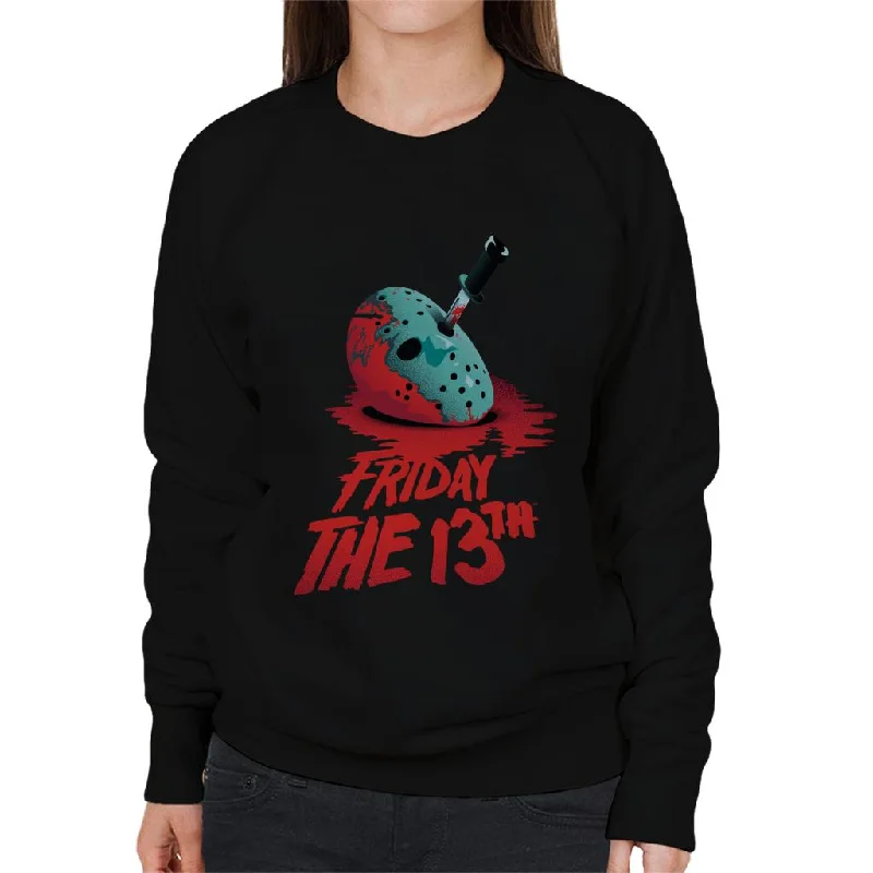 Friday 13th Crimson Jason Voorhees Crimson Face Women's Sweatshirt Hoodie with Full-Zip Functional Layering Friday 13th Crimson Jason Voorhees Crimson Face Women's Sweatshirt Hoodie with Full-Zip Functional Layering