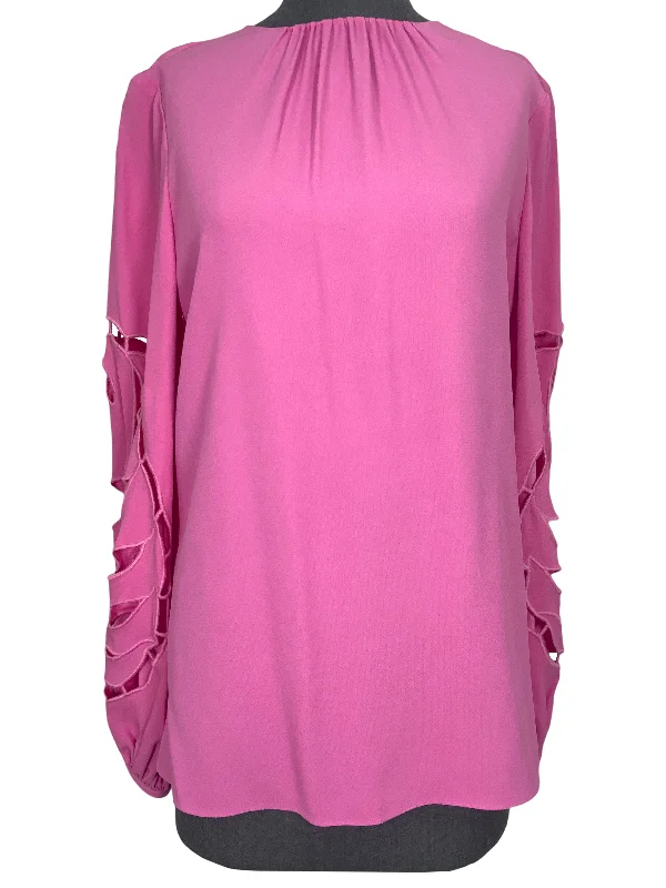 Oscar de la Rena Cut Out Balloon Sleeve Blouse Size S NWT Peter Pan Collar Blouse