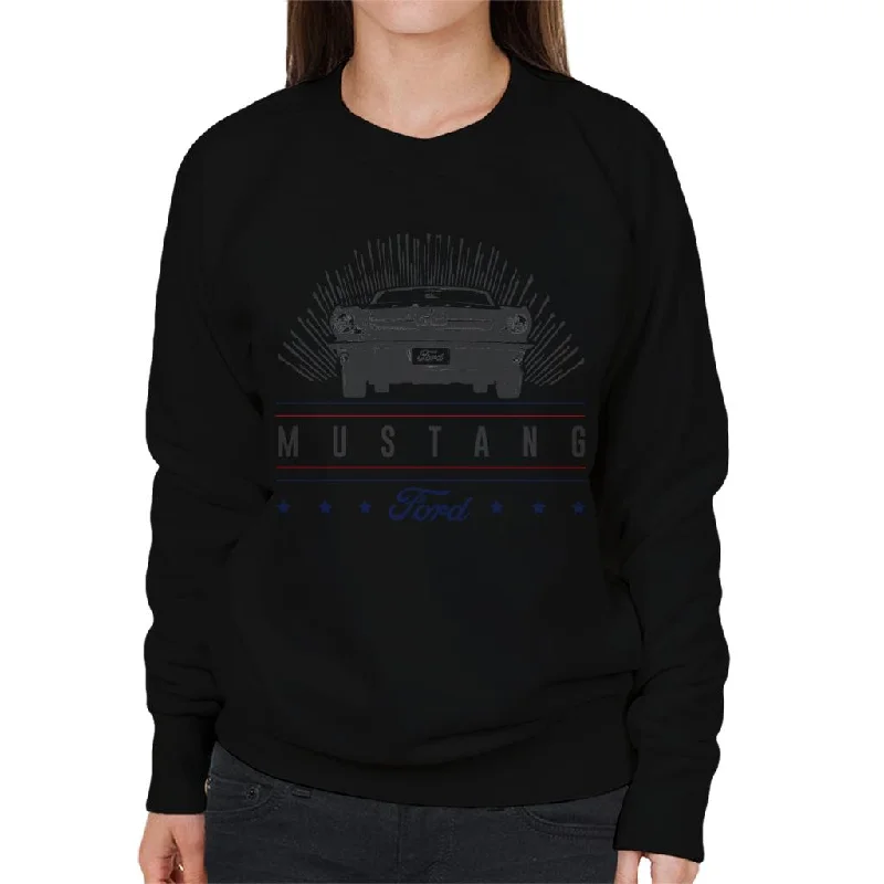 Ford Mustang Stars Women's Sweatshirt Hoodie with Slit Hem Functional Movement