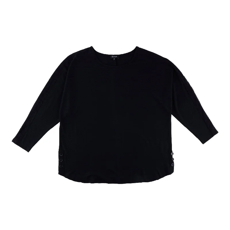 lily morgan Women's Plus Round-Neck Ribbed Blouse Mandarin Collar Blouse