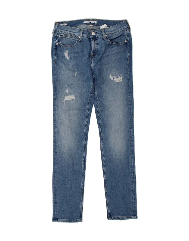 CALVIN KLEIN Womens Distressed Skinny Jeans W30 L29 Blue Cotton Stylish Bootcut Denim Jeans CALVIN KLEIN Womens Distressed Skinny Jeans W30 L29 Blue Cotton Stylish Bootcut Denim Jeans