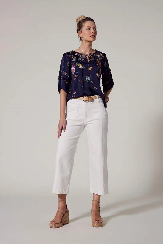 Gala Blouse in Indigo Multi LS2729 by Loobie's Story Boho Printed Blouse