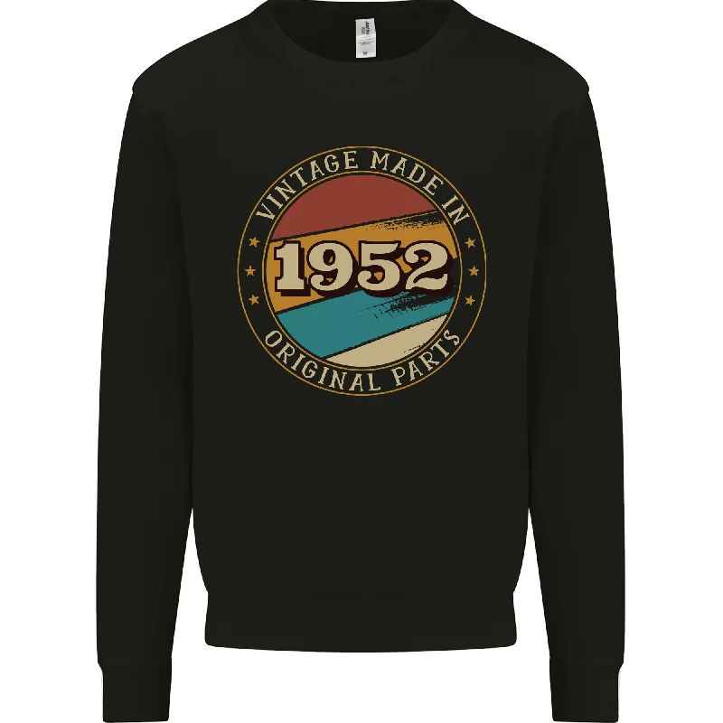 72nd Birthday Vintage Made In 1952 Mens Sweatshirt Jumper Hoodie with Zipper Placket Modern Functional 72nd Birthday Vintage Made In 1952 Mens Sweatshirt Jumper Hoodie with Zipper Placket Modern Functional