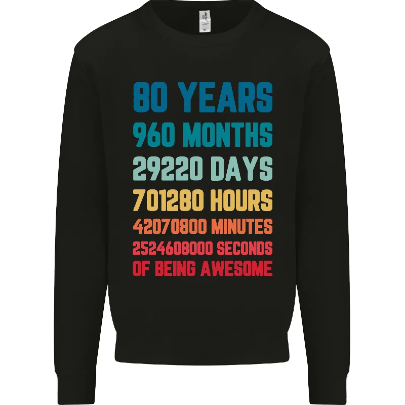 80th Birthday 80 Year Old Mens Sweatshirt Jumper Hoodie with Hem Lace Feminine Delicate 80th Birthday 80 Year Old Mens Sweatshirt Jumper Hoodie with Hem Lace Feminine Delicate