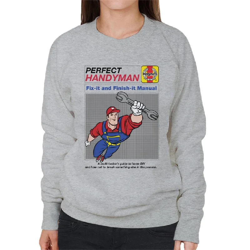 Haynes Handyman Fix It And Finish It Manual Women's Sweatshirt Hoodie with Side Slits Relaxed Casual