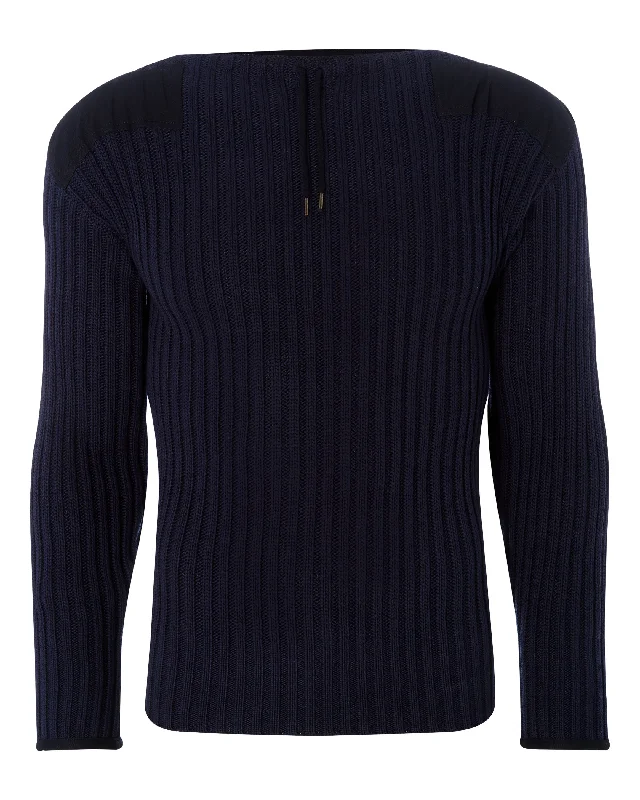 007 Ribbed Army Sweater Navy Blue Iron Safe Non-Iron Wrinkle Free