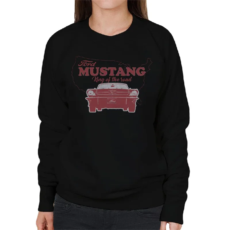 Ford Mustang King Of The Road Michigan Map Women's Sweatshirt Hoodie with Emblem Brand Identity