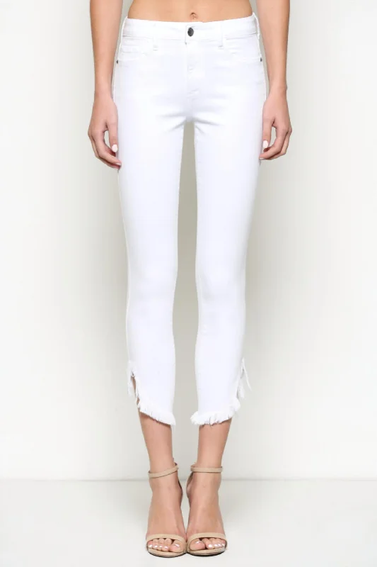 Women's Adele High Rise Frayed Skinny Jeans In White Stylish Relaxed Fit Skinny Jeans