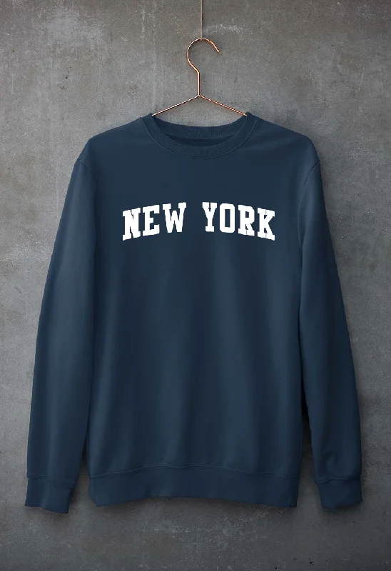 New York Unisex Sweatshirt for Men/Women Hoodie with Rolled Sleeves Casual Relaxed