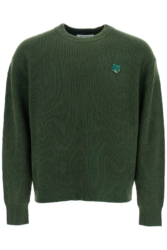 ranger green wool and viscose sweater with fox patch LM00818KT1093 RANGER GREEN Solid Print Embellished ranger green wool and viscose sweater with fox patch LM00818KT1093 RANGER GREEN Solid Print Embellished