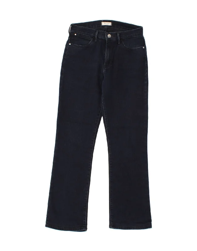 WRANGLER Womens High Rise Bootcut Jeans W28 L28 Navy Blue Cotton Fashionable Jeggings Style Jeans WRANGLER Womens High Rise Bootcut Jeans W28 L28 Navy Blue Cotton Fashionable Jeggings Style Jeans