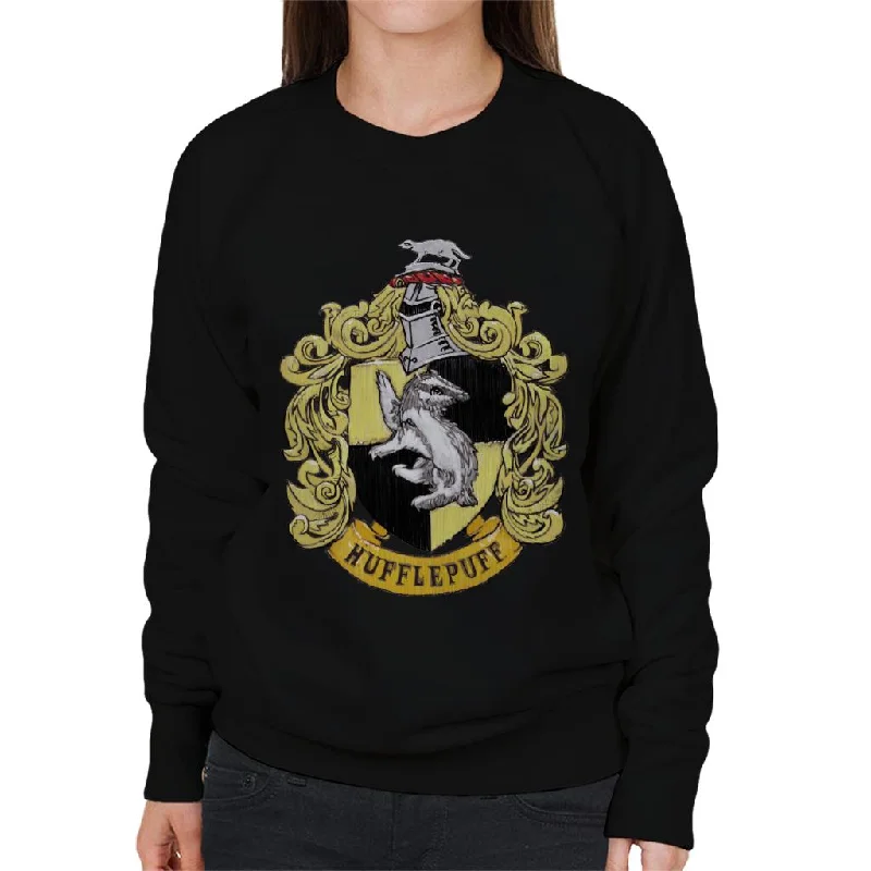 Harry Potter Hufflepuff House Crest Women's Sweatshirt Hoodie with Hem Embroidery Detailed Premium Harry Potter Hufflepuff House Crest Women's Sweatshirt Hoodie with Hem Embroidery Detailed Premium