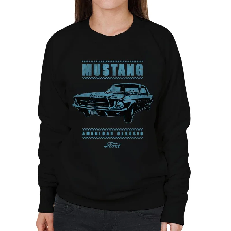 Ford Mustang American Classic Women's Sweatshirt Hoodie with Ribbed Hem Stretchable Secure Ford Mustang American Classic Women's Sweatshirt Hoodie with Ribbed Hem Stretchable Secure