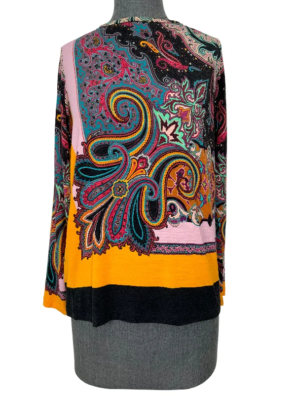 ETRO Floral Printed Silk Blouse Size S Delicate Bow Blouse