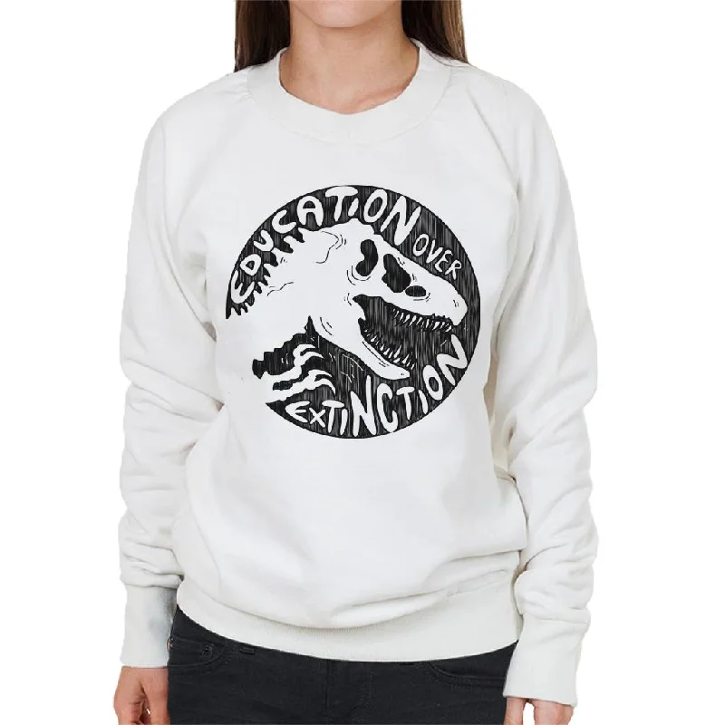 Jurassic Park Education Over Extinction Women's Sweatshirt Hoodie with Earth Tones Natural Calm