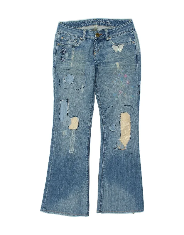L7B BY LITTLE BIG Womens Graphic Bootcut Jeans W27 L32 Blue Cotton Fashionable Distressed Jeans L7B BY LITTLE BIG Womens Graphic Bootcut Jeans W27 L32 Blue Cotton Fashionable Distressed Jeans