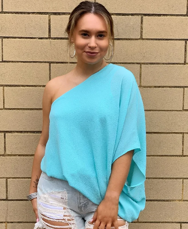 One shoulder blousey top Boho Printed Blouse