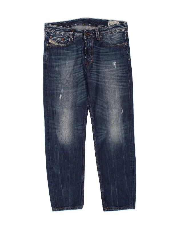 DIESEL Mens Larkee-T Regular Tapered Jeans W32 L30 Blue Cotton Comfortable Boyfriend Jeans