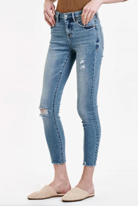 Gisele Tahiti Mid Rise Skinny Jean In Denim Trendy Cut-Off Denim Shorts