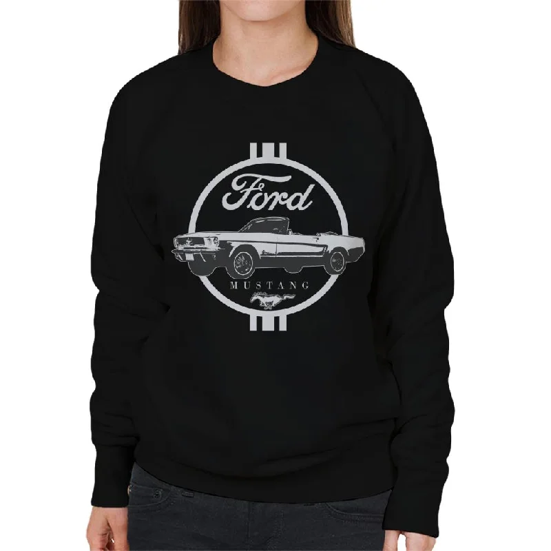 Ford Mustang Chrome Icon Women's Sweatshirt Hoodie with Snap Buttons Easy Quick