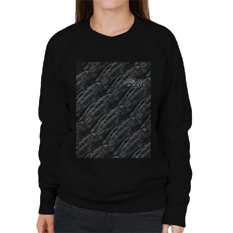 Ford Mustang Sketch Montage Women's Sweatshirt Hoodie with Reflective Safety Nightwear Ford Mustang Sketch Montage Women's Sweatshirt Hoodie with Reflective Safety Nightwear