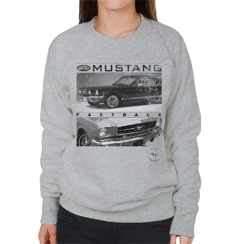 Ford Mustang Fastback Logo Women's Sweatshirt Hoodie with Tied Waist Feminine Flattering Ford Mustang Fastback Logo Women's Sweatshirt Hoodie with Tied Waist Feminine Flattering