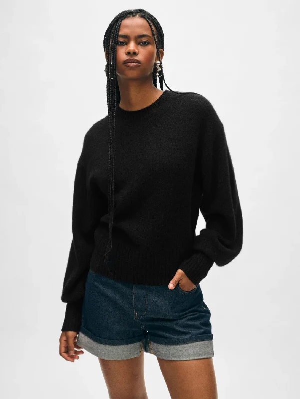 Cashmere Blouson Sweater - Black Soft Cozy Warm