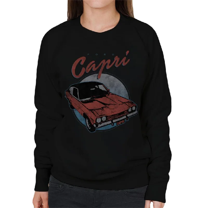 Ford Red Capri Women's Sweatshirt Hoodie Jacket Zipper Layering