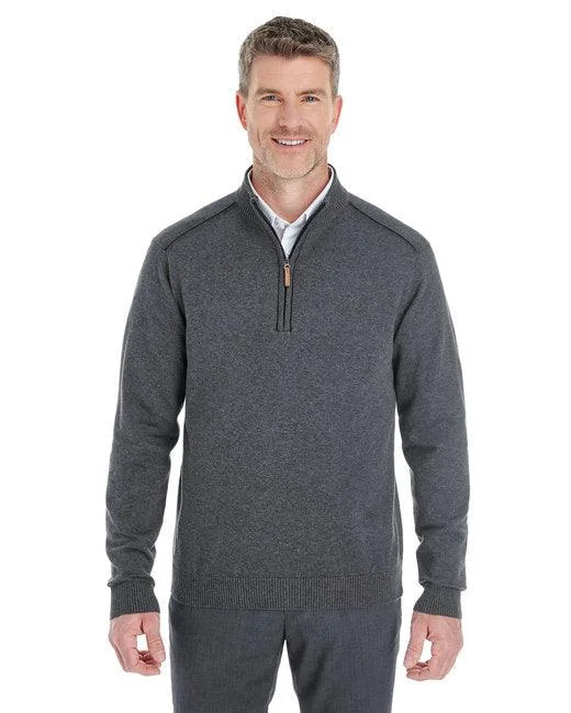 Devon & Jones Men's Manchester Fully-Fashioned Quarter-Zip Sweater DG478 Cashmere Blend Cotton Blend Poly Blend Devon & Jones Men's Manchester Fully-Fashioned Quarter-Zip Sweater DG478 Cashmere Blend Cotton Blend Poly Blend