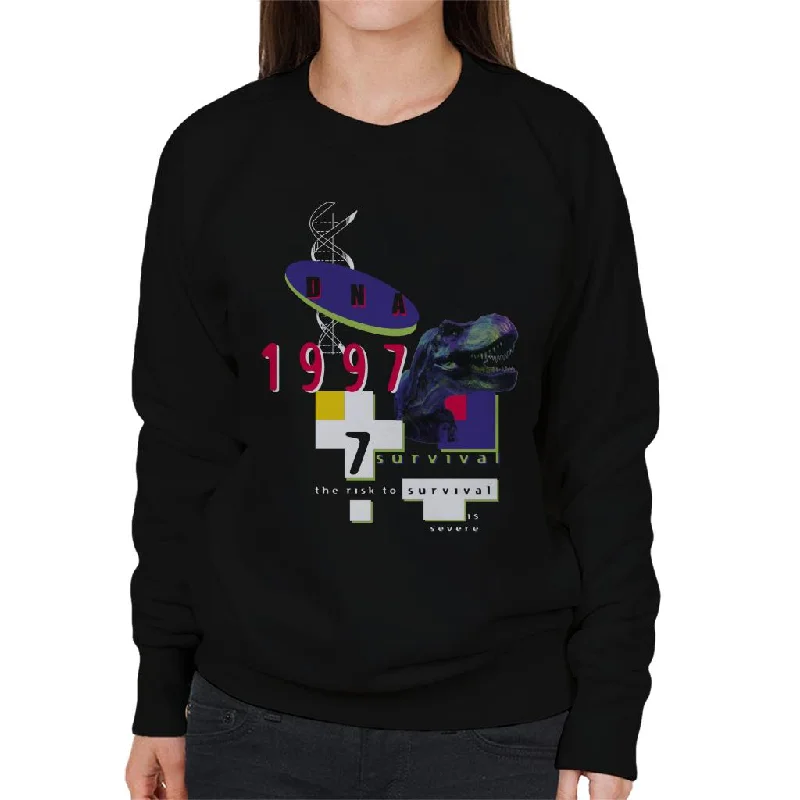 Jurassic Park DNA 1997 The Risk To Survival Is Severe Women's Sweatshirt Hoodie with Belted Waist Structured Tailored