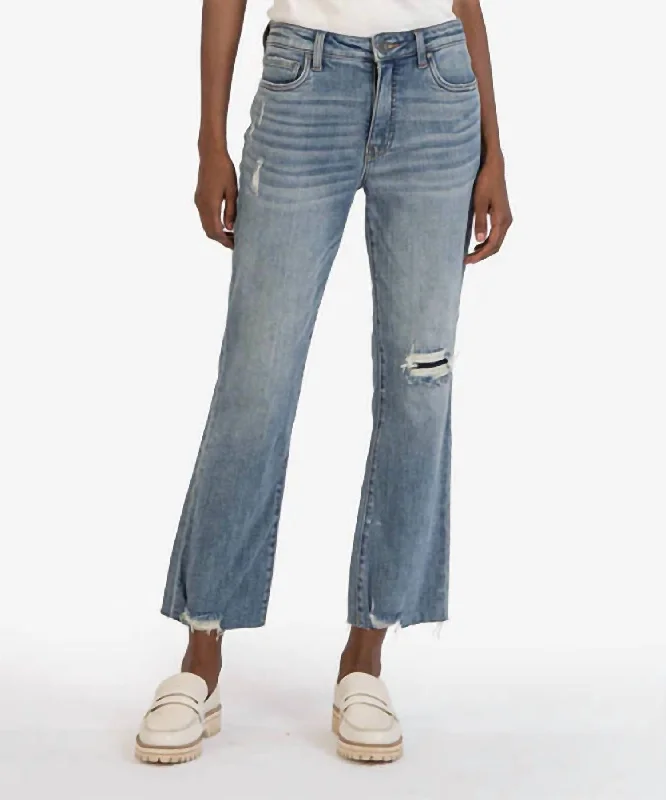Kelsey High Rise Fab Ab Ankle Flare Jean In Acclimated Wash Fashionable Raw Edge Jeans Kelsey High Rise Fab Ab Ankle Flare Jean In Acclimated Wash Fashionable Raw Edge Jeans
