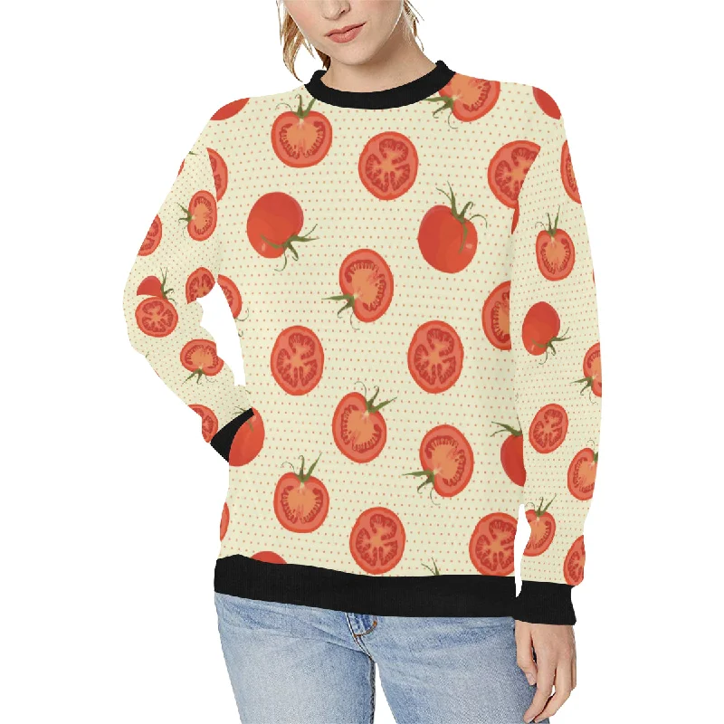 Tomato dot background Women's Crew Neck Sweatshirt Hoodie with Illustration Artistic Creative