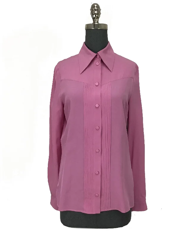 Gucci Pleated-Placket Silk Crepe De Chine Blouse Size M Sleeveless Chiffon Blouse