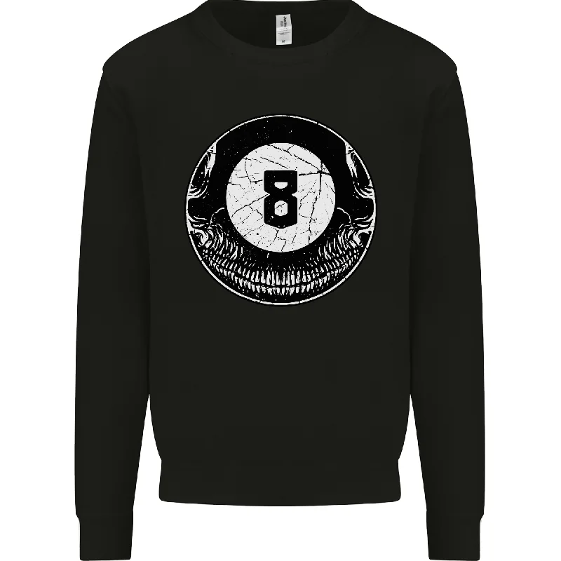 8-Ball Skull Pool Player 9-Ball Mens Sweatshirt Jumper Hoodie with Rhinestones Sparkly Elegant 8-Ball Skull Pool Player 9-Ball Mens Sweatshirt Jumper Hoodie with Rhinestones Sparkly Elegant
