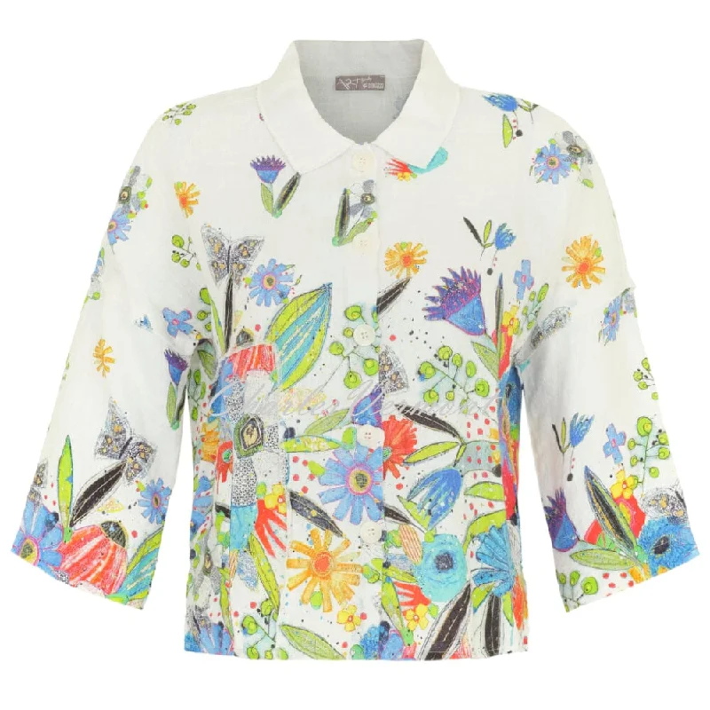 Dolcezza 'New Bouquet' Linen Blouse - Style 24761 Casual Relaxed Blouse