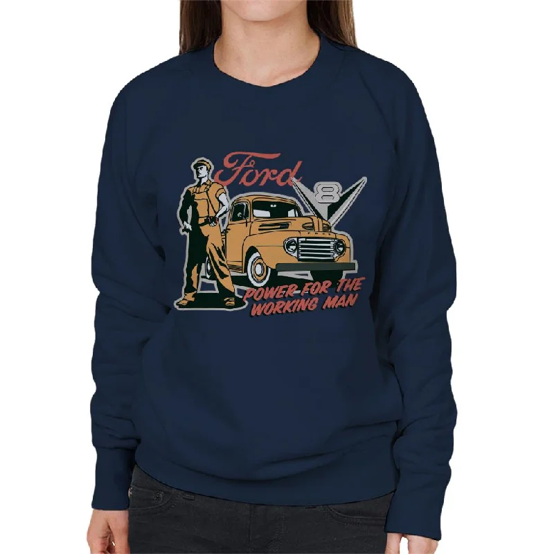 Ford Power For The Working Man Women's Sweatshirt Hoodie with Batwing Sleeves Loose Dramatic Ford Power For The Working Man Women's Sweatshirt Hoodie with Batwing Sleeves Loose Dramatic