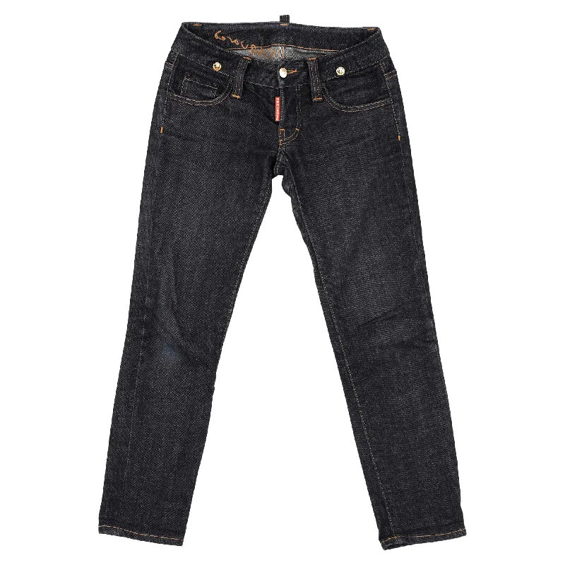 Dsquared2 Slim Fit Jeans in Navy Blue Cotton Classic Black Denim Jeans