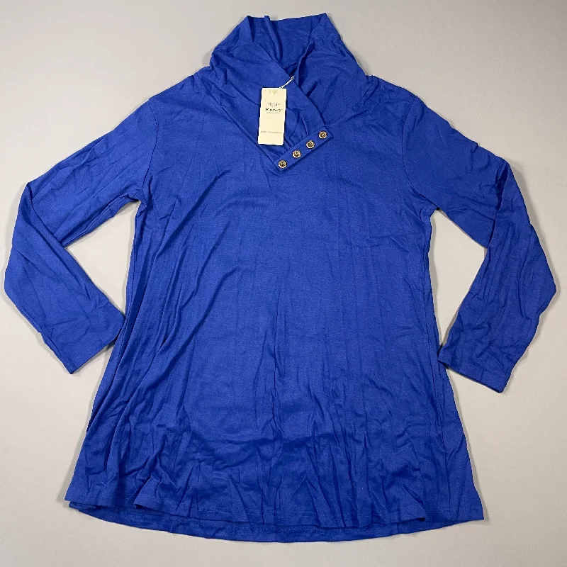 MIUSEY Long Sleeve Cowl Neck Tunic Top Blouse Women's Sz XXXL Blue 20807 (New) Embellished Collar Blouse