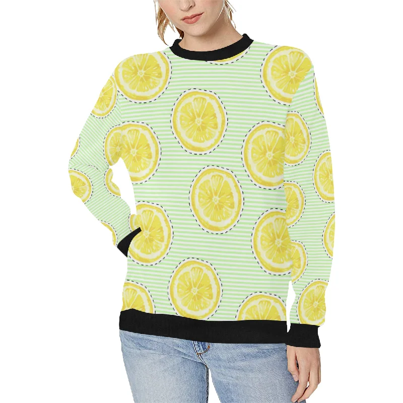 slice of lemon pattern Women's Crew Neck Sweatshirt Hoodie with Emblem Brand Identity