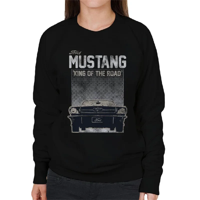 Ford Mustang King Of The Road Quote Women's Sweatshirt Hoodie with Toggle Buttons Decorative Unique Ford Mustang King Of The Road Quote Women's Sweatshirt Hoodie with Toggle Buttons Decorative Unique